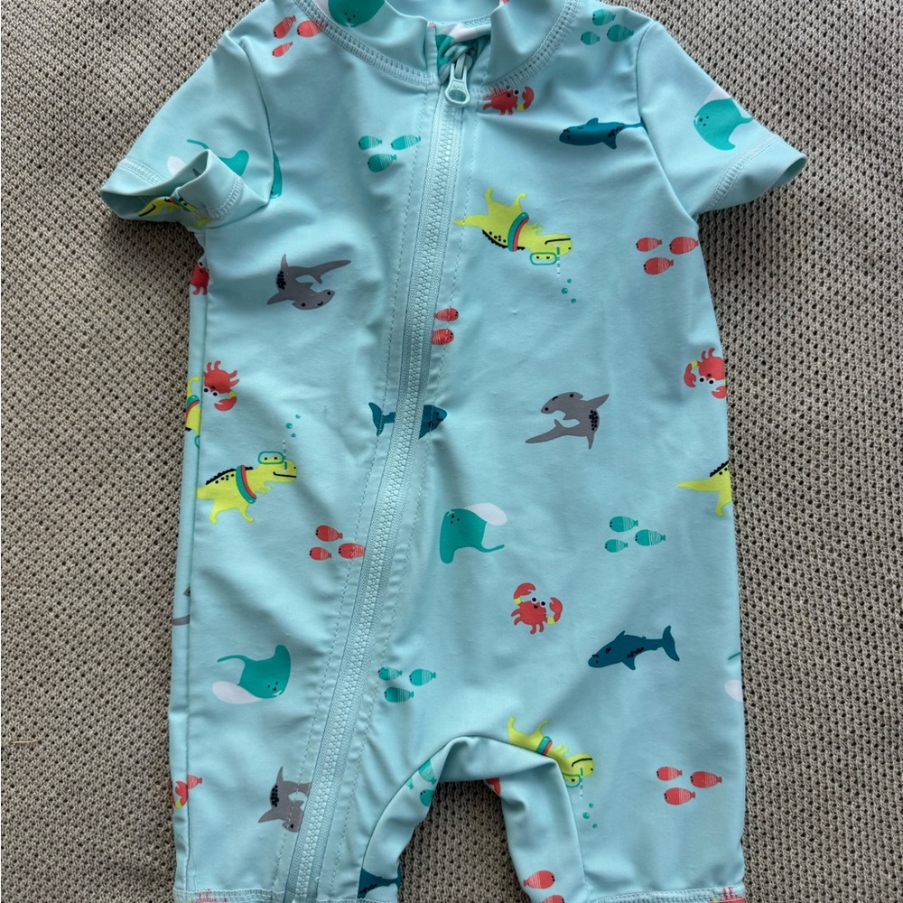 Carter's Aqua Swim Bodysuit with Sea Animals
